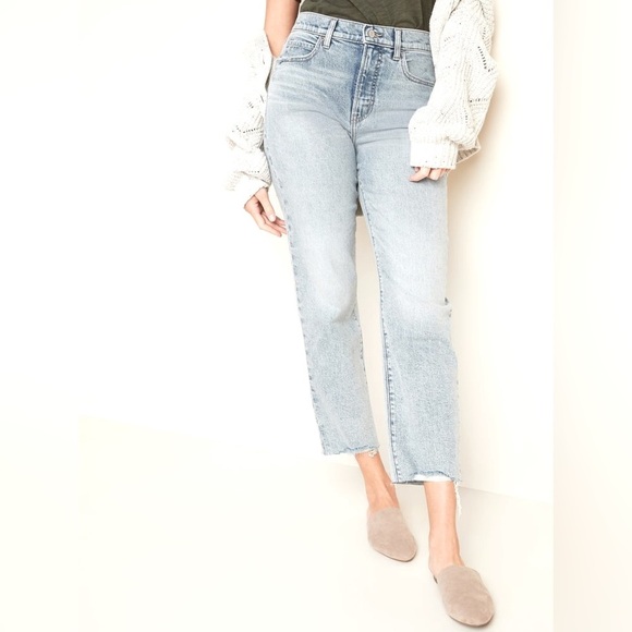OLD NAVY extra high rise sky hi straight jeans - Picture 1 of 11